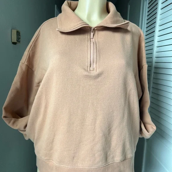 PINK Victoria's Secret Half-Zip Cowl Neck Sweater in Beige - Picture 1 of 10